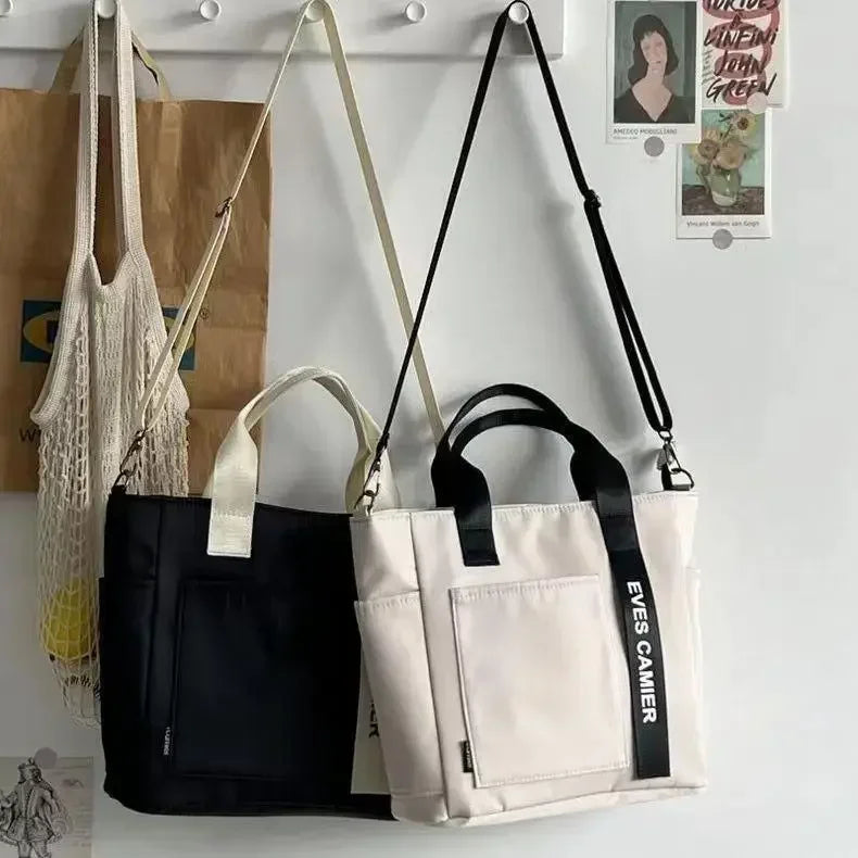 Large Capacity Nylon Canvas Tote Bag – Waterproof Shoulder Bag & Messenger for School & Daily Use