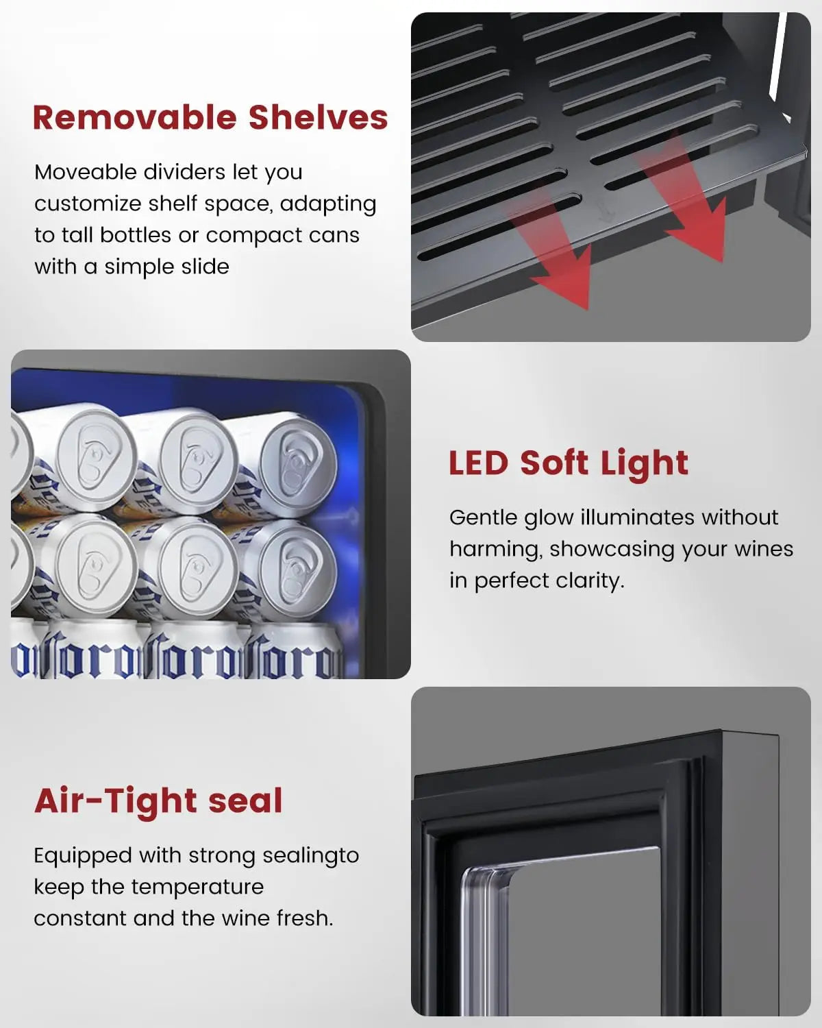 24-Can Mini Fridge with Digital Temperature Control — Compact Beverage Cooler for Soda, Wine & Beer, Black