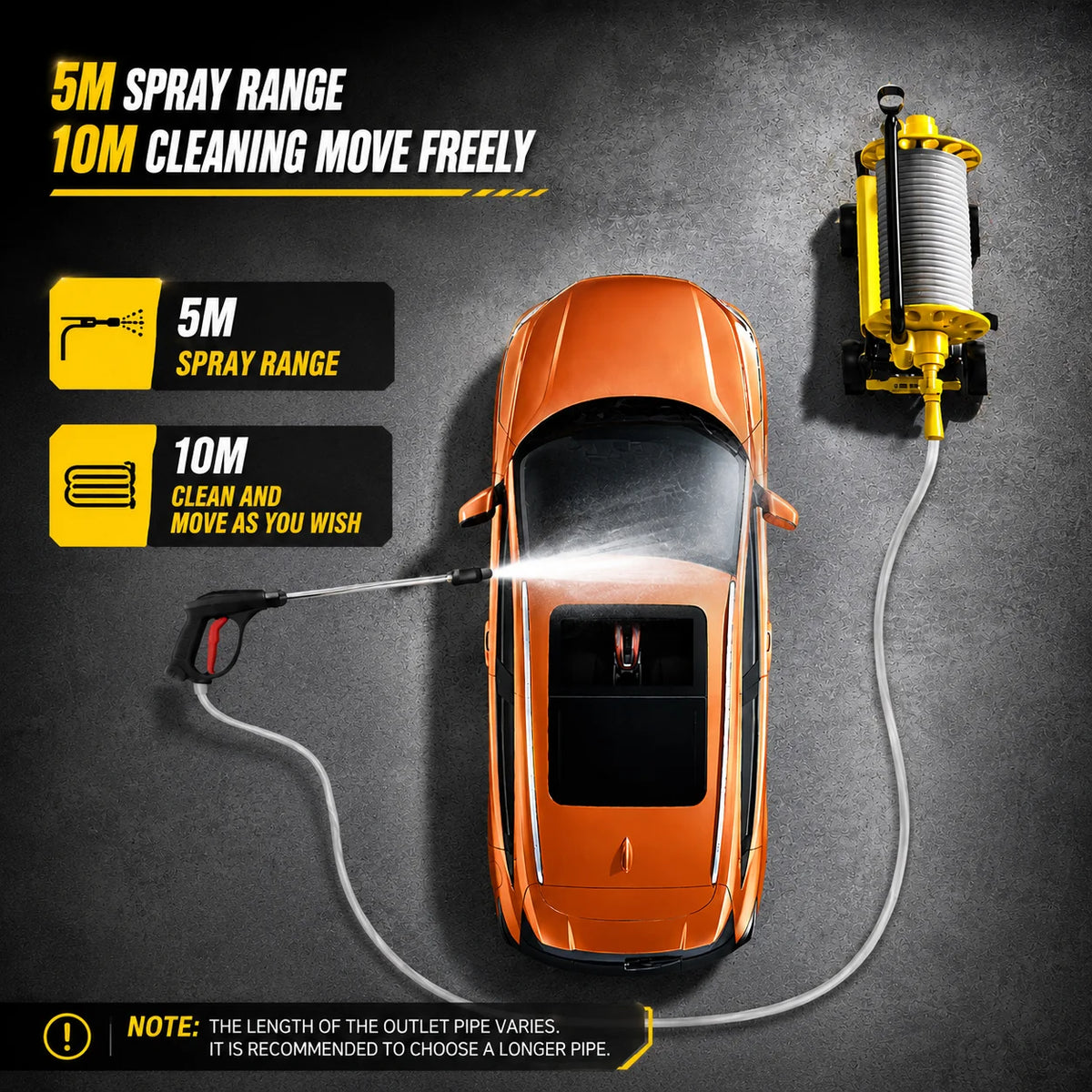220V Household High Pressure Car Washer Portable Boost Water Gun with Roller Mobile Cleaning Machine for Car Yard Washing