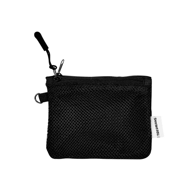 Mesh Coin Purse Multi-Purpose Travel Makeup Storage Bag — Double-Layer Zipper Card Holder