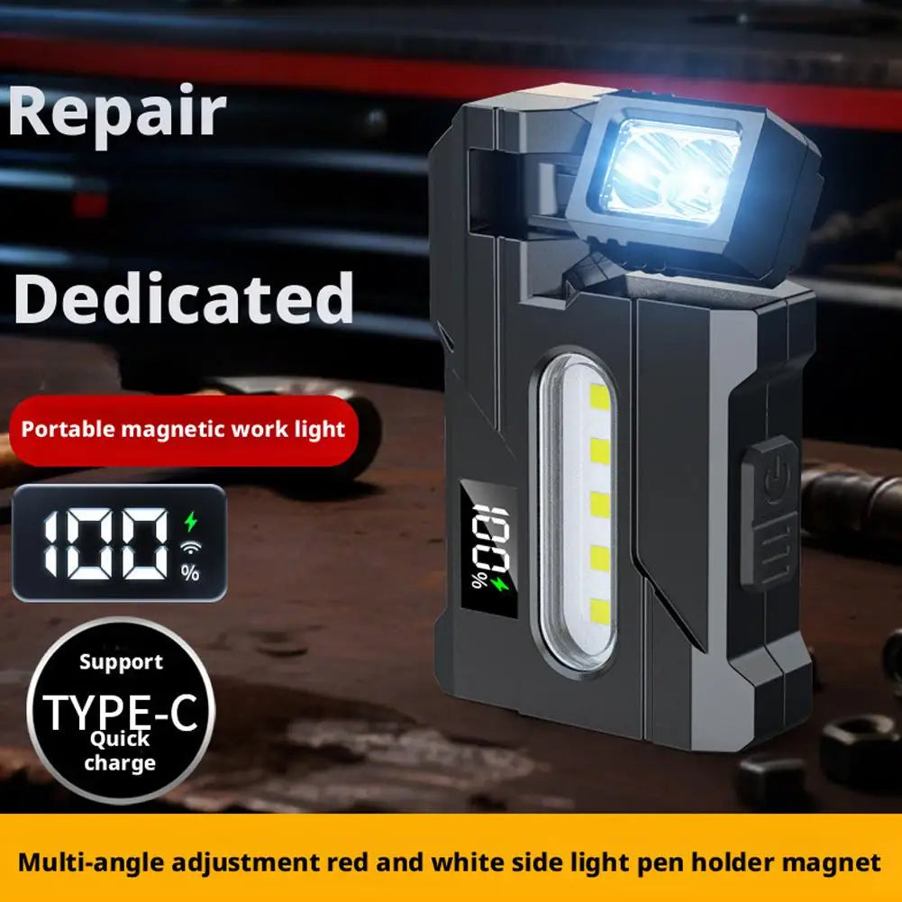Mini COB LED Flashlight – 400 Lumen, 180° Rotating Magnetic Base, IP68, USB Rechargeable Work Light