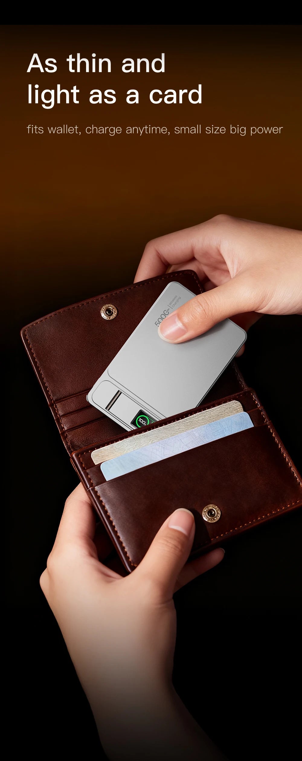 10000mAh Slim Power Bank — Lightweight Portable Charger for Everyday Carry
