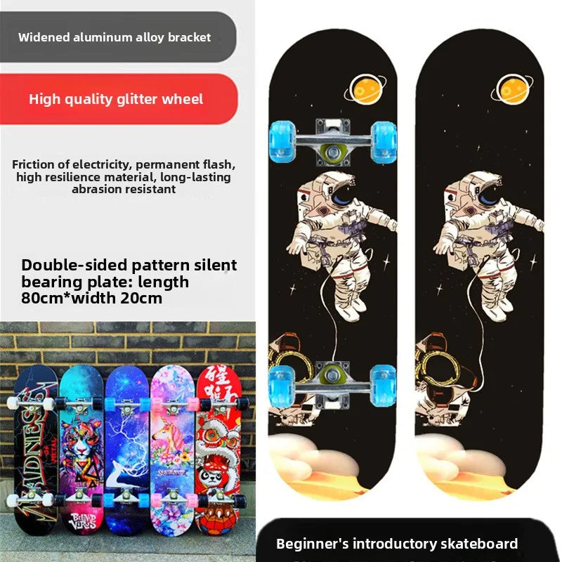 Pro All-Terrain Complete Skateboard – Aluminum Alloy & Carbon Fiber Deck, Beginner Longboard for Kids & Adults