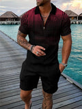 Men's Abstract Dot 3D Print Polo Shirt & Shorts Set – Oversized Fashion Tracksuit