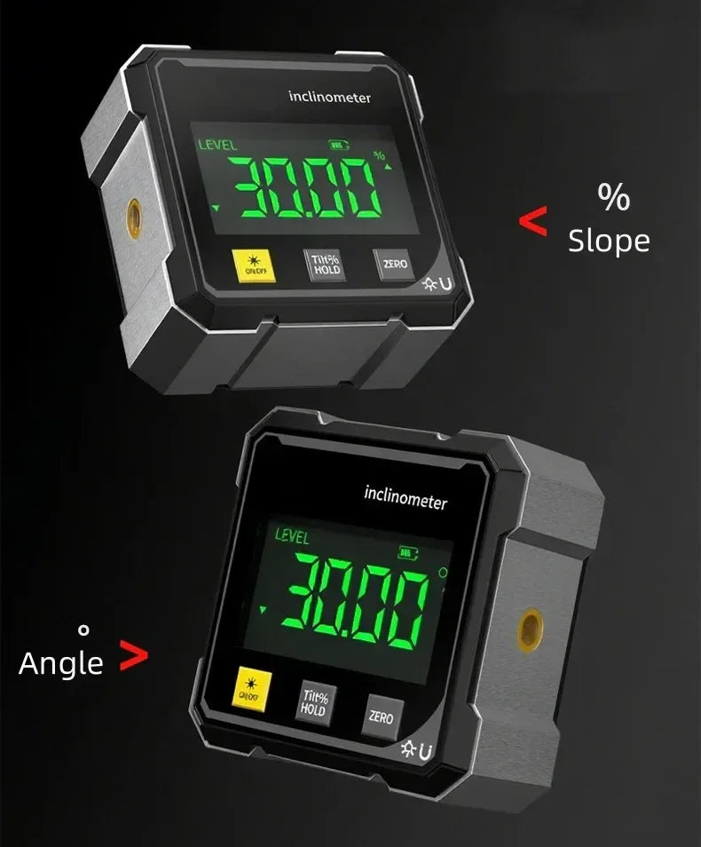 Digital Magnetic Angle Ruler & Inclinometer with Laser — Precision Protractor