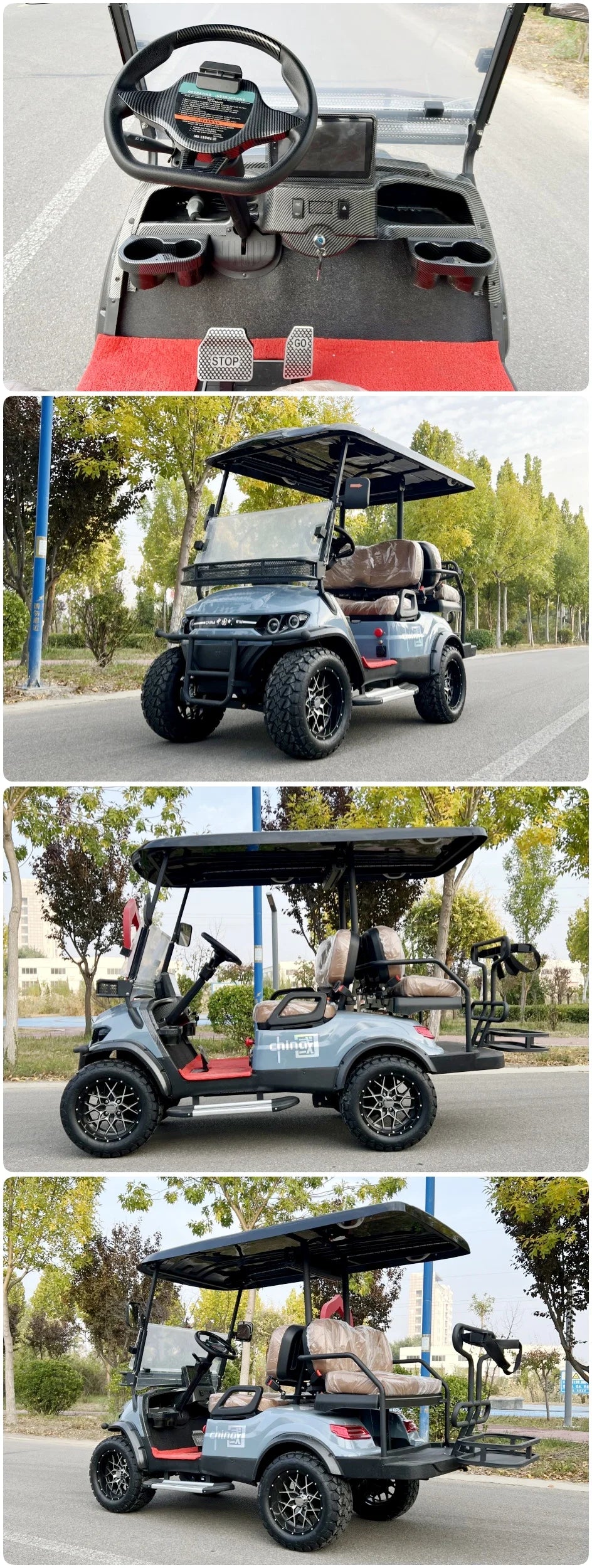 Electric Golf Cart Off-Road — Cargo Box, Off-Road Tires & Upholstered Seat
