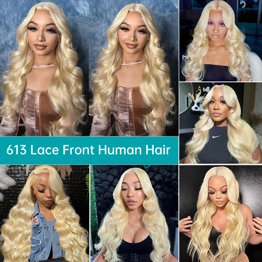 613 Blonde Body Wave Lace Front Wig | 13x4 13x6 Skin Melt HD Lace 200%–220% Density Brazilian Human Hair