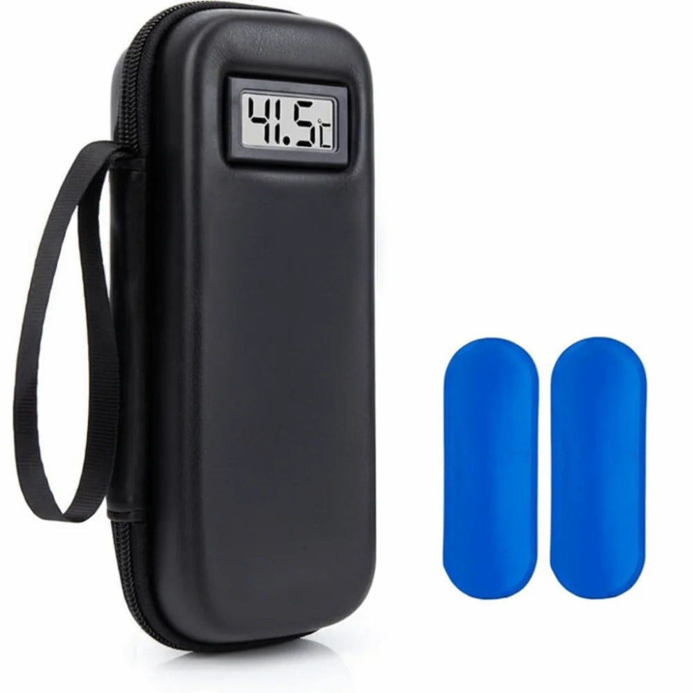 Insulin Cooler Travel Case with Thermometer Display – Waterproof Insulated Refrigerated Medicine Organizer Bag
