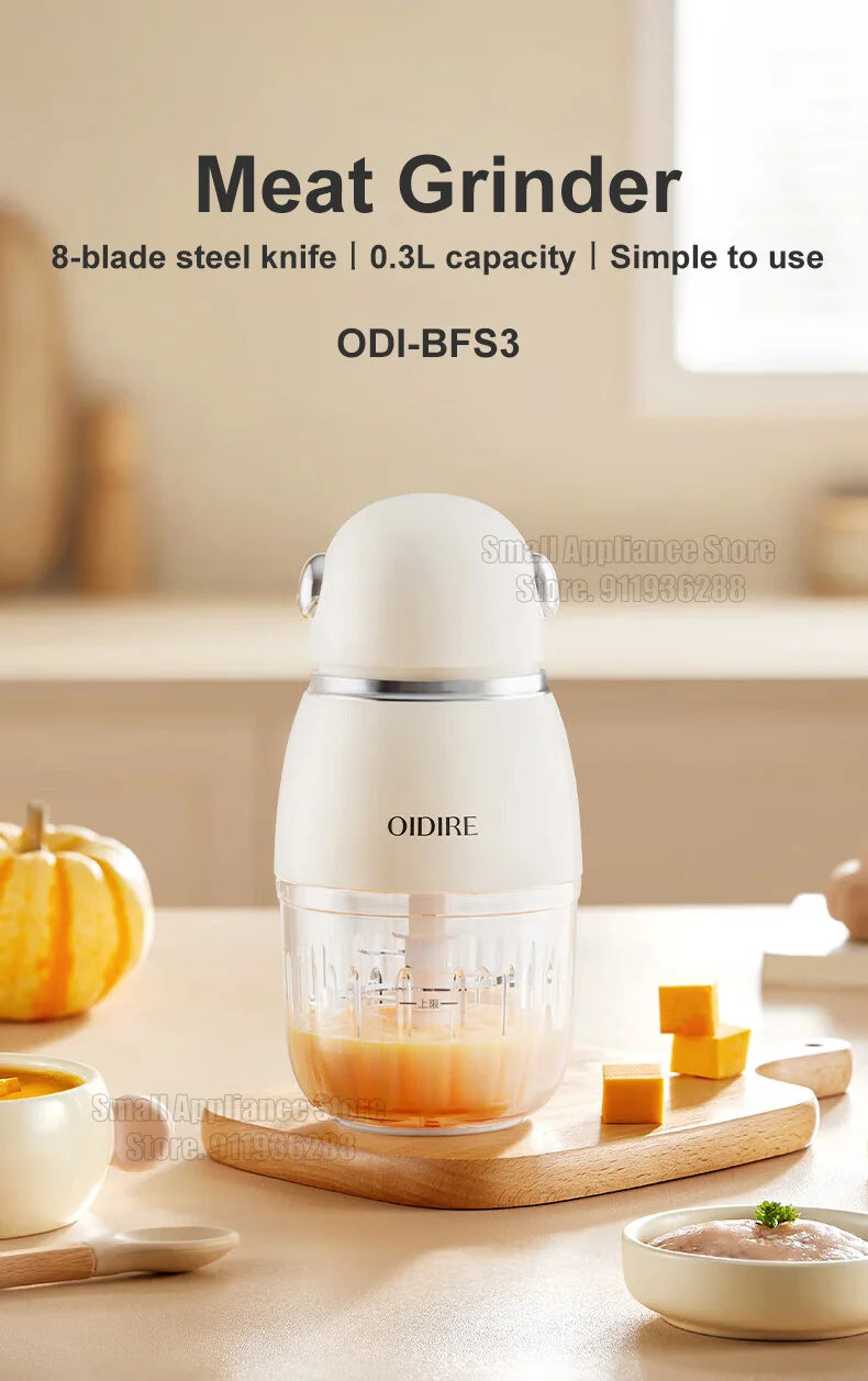 OIDIRE 150W Electric Meat Grinder & Food Chopper – 0.3L, Vegetable Cutter & Kitchen Processor (BFS3)