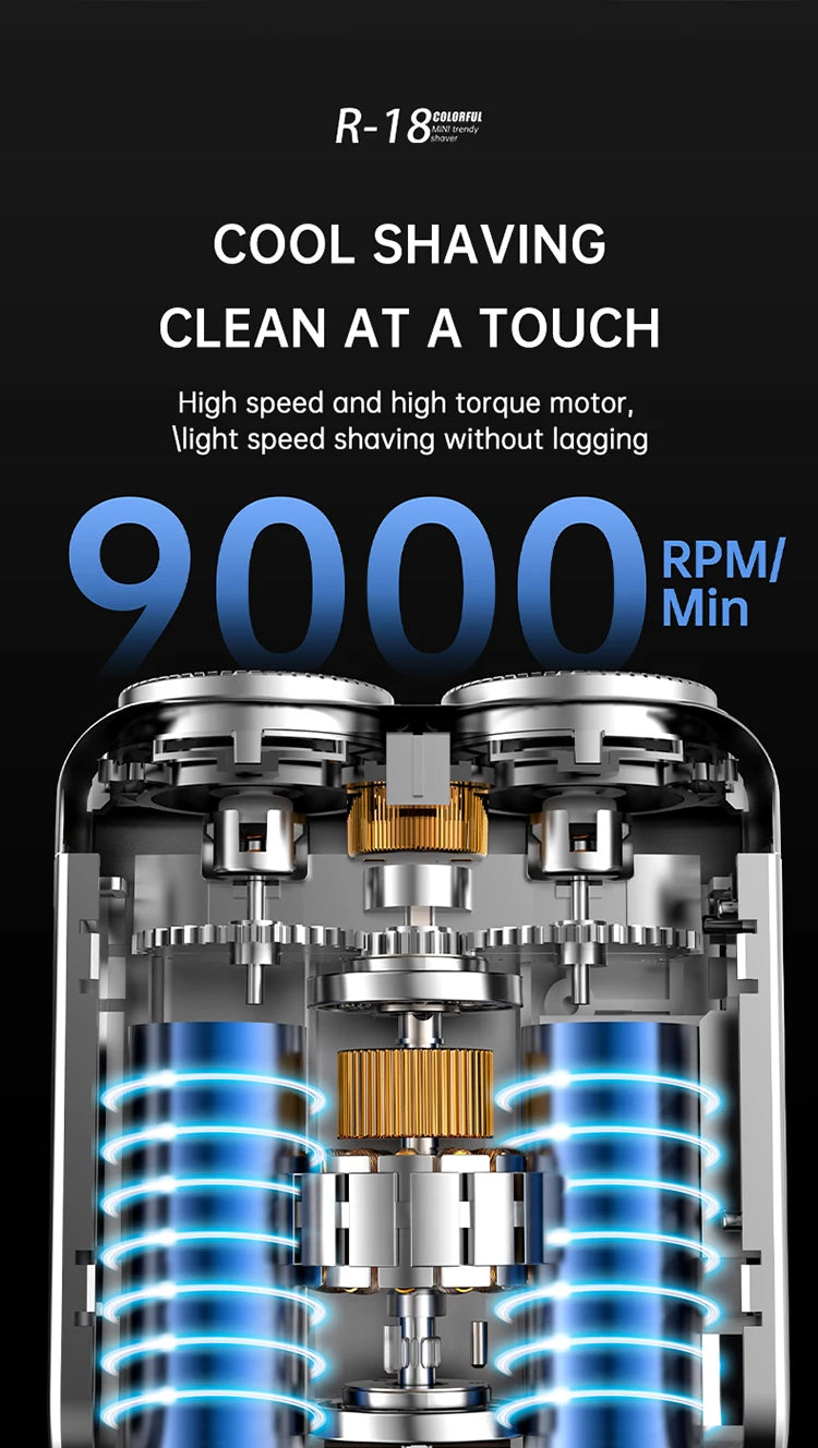 Mini Electric Smart Shaver – Digital Display, Dual Blade Rechargeable Beard Trimmer for Home & Car