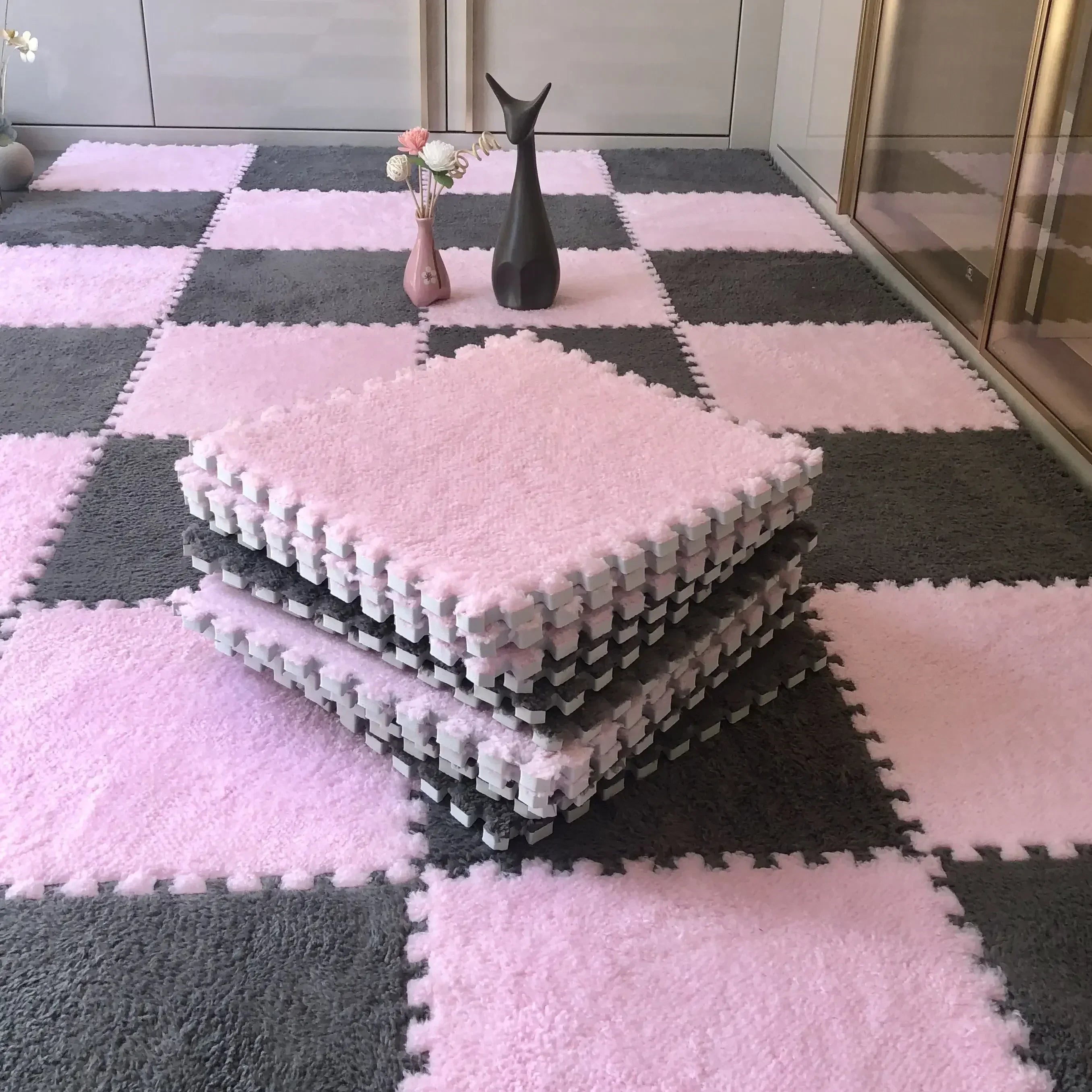 Soft Plush Kids Play Mat – Interlocking Foam Puzzle Carpet Tiles for Children, 10 or 20 Pcs