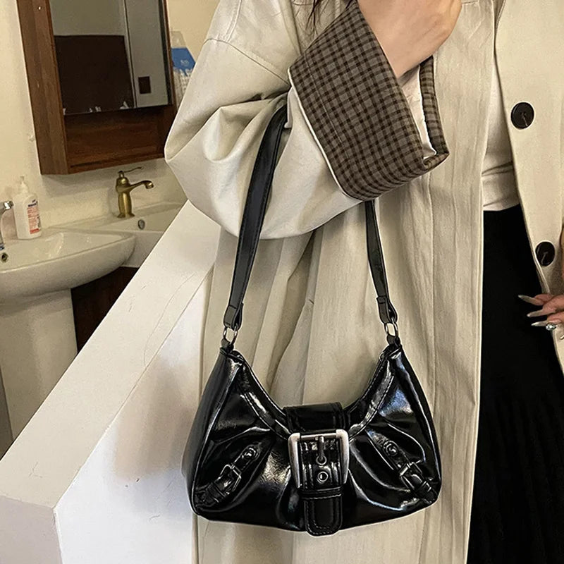 Y2K Retro Pleated Hobo Shoulder Bag – Maillard Style Underarm Clutch for Women