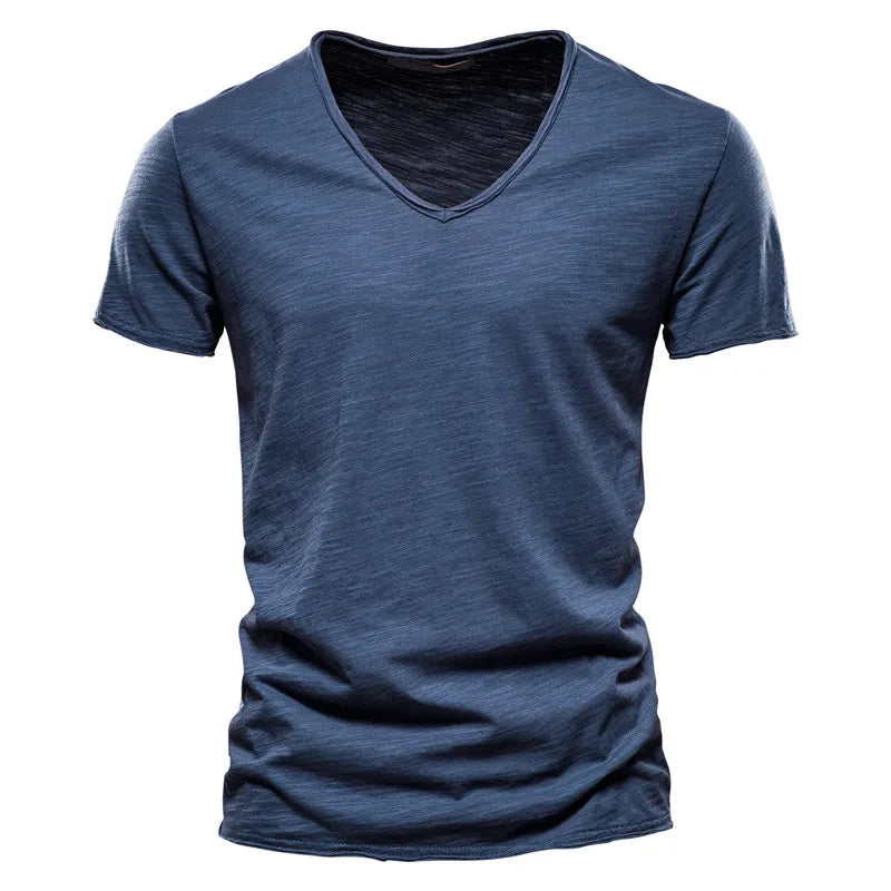 Men's 100% Cotton V-Neck Slim Fit T-Shirt — Fitted Everyday Tee