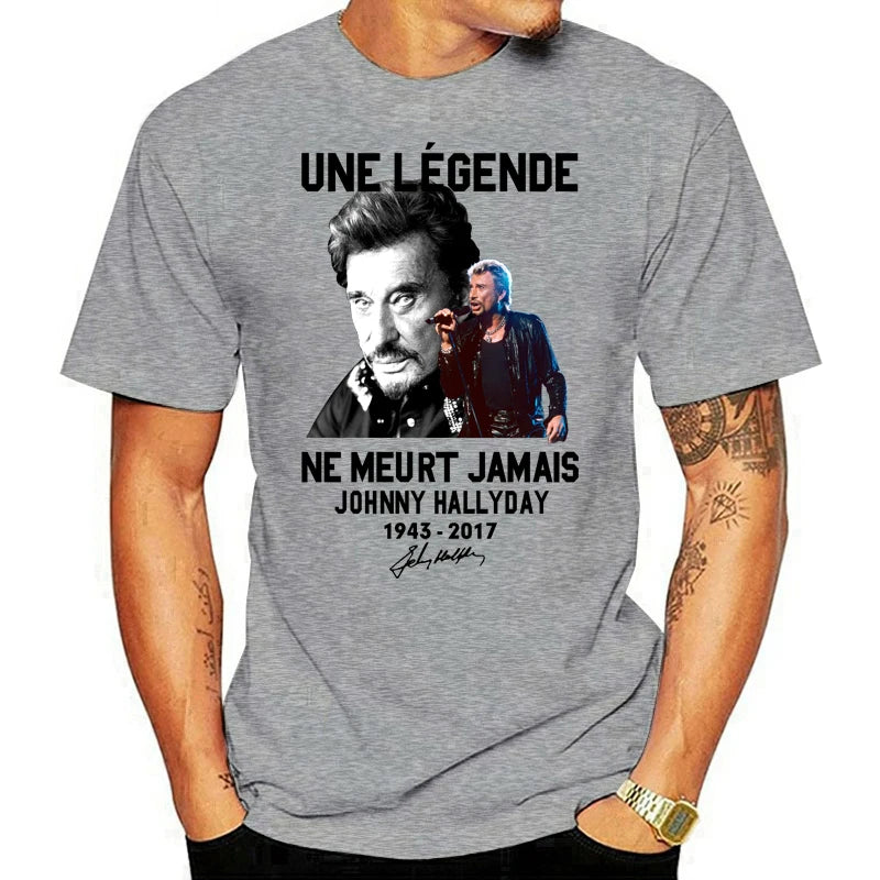 Johnny Hallyday Graphic T-Shirt — Une Légende Ne Meurt Jamais Fan Tee