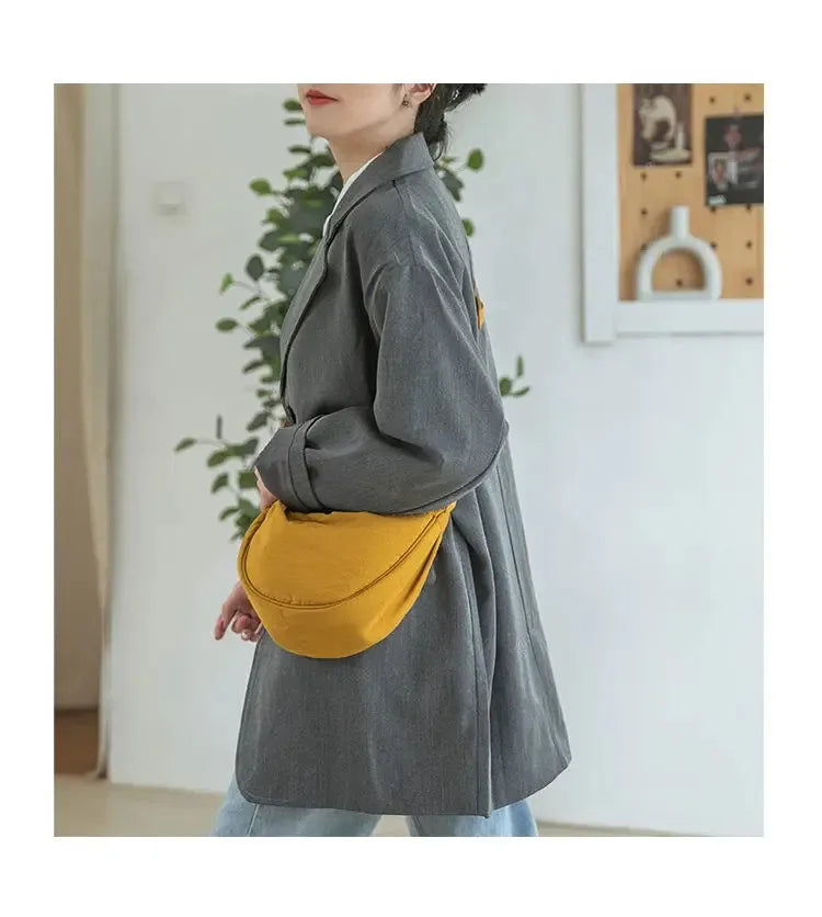 Nylon Dumpling Shoulder Bag – Large Capacity Women's Travel & Commuter Bag in Solid Colors