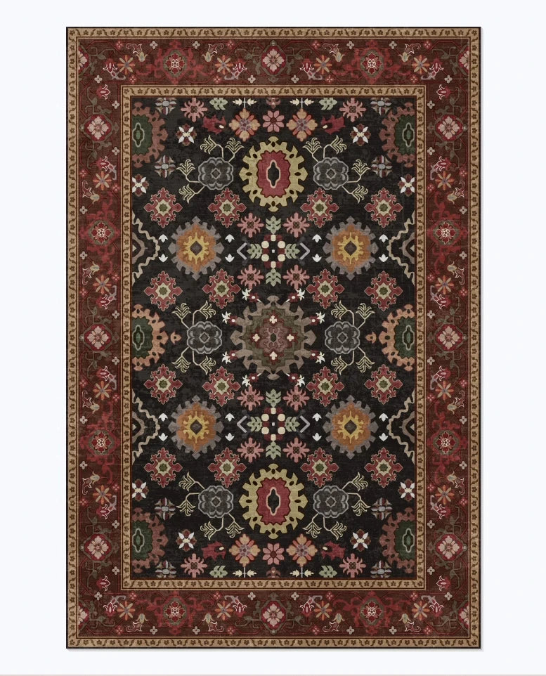 American Retro Style Large Area Rug – Anti-Slip Washable Carpet for Living Room & Bedroom