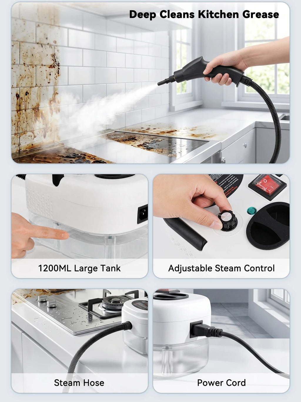 Handheld Steam Cleaner – 2500W, 6 Levels & 1.2L Tank