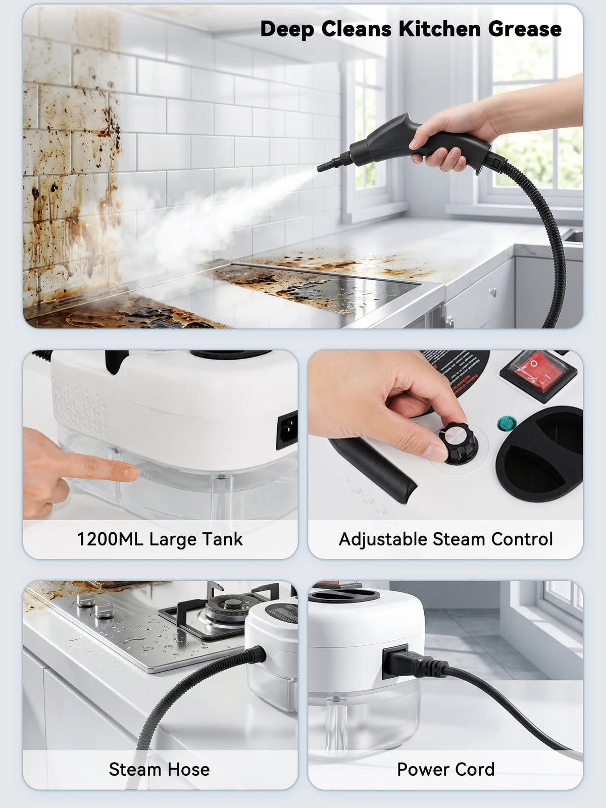 Handheld Steam Cleaner – 2500W, 6 Levels & 1.2L Tank
