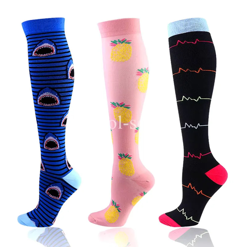 Knee High Compression Socks 20-30mmHg – 3 Pairs for Diabetes, Varicose Veins, Edema, Nurse & Running