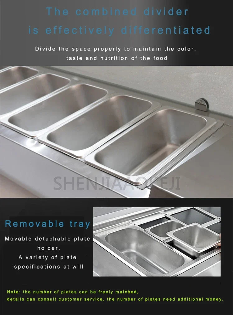 Commercial Refrigerated Salad Cabinet – Pizza Prep Table & Dessert Freezer 220V