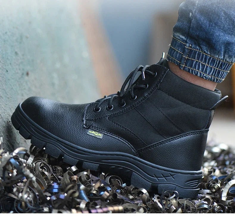 Men's Retro Leather Ankle Boots — Lace-Up Microfiber Business Booties with Rubber Sole