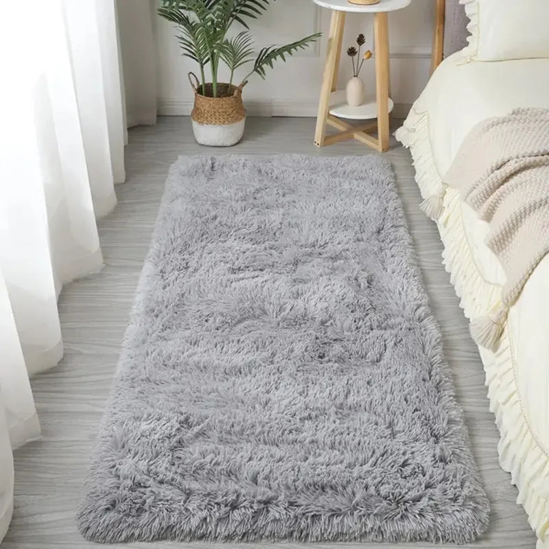 VIKAMA Minimalist Shaggy Silk-Touch Rug – Non-Slip Dirt-Resistant Carpet for Living Room, Bedroom & Study