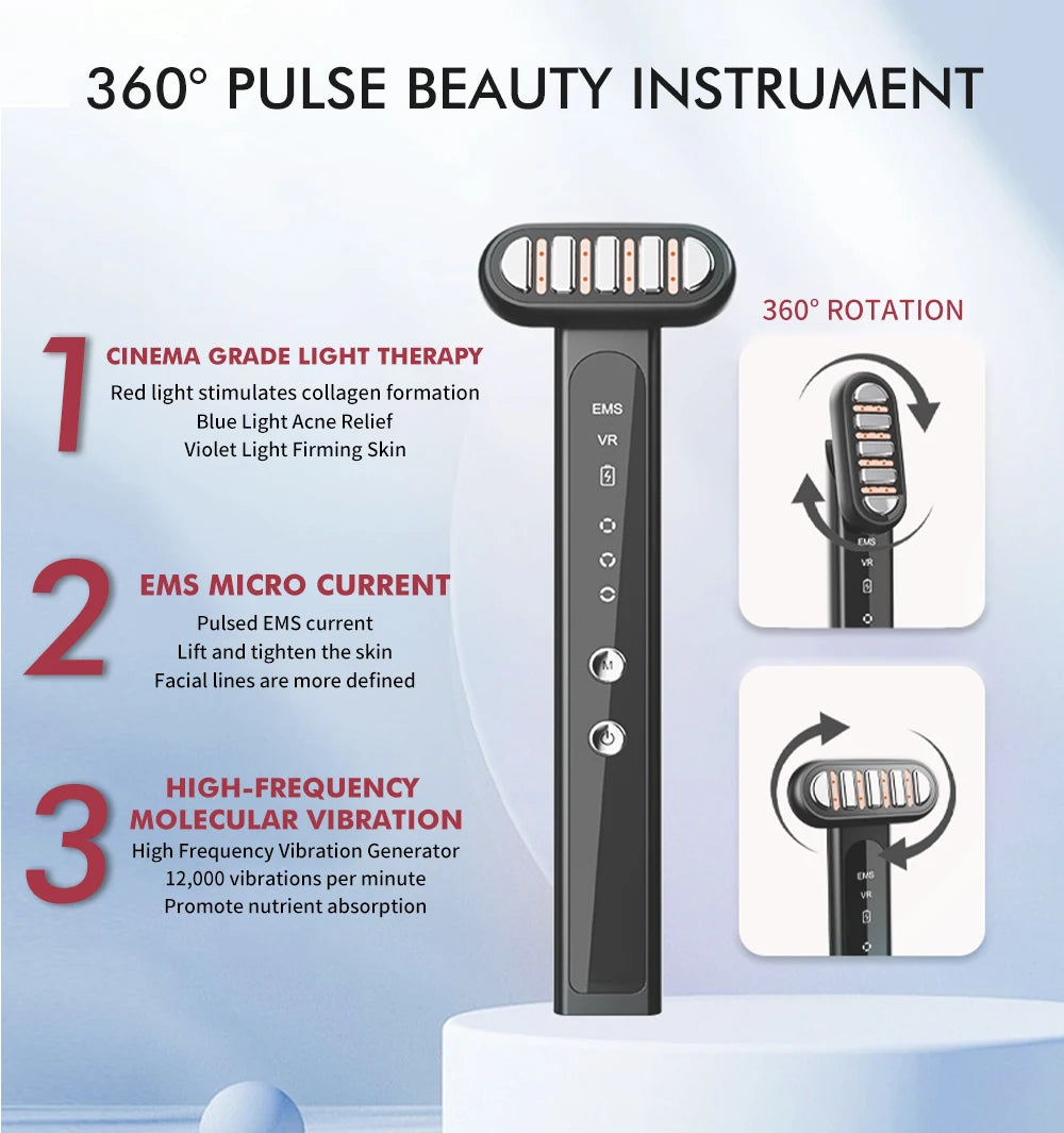 miitina Red Light Eye & Neck Massager Wand – EMS Anti-Wrinkle, Dark Circle & Skin Tightening Beauty Device