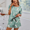 Cartoon Print 2-Piece Pajama Set — Short Sleeve Top & Pants