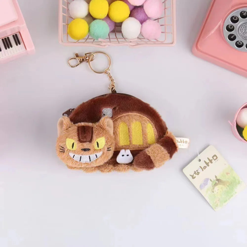 Anime Cat Bus Plush Coin Purse – Cartoon Shoulder Bag, Card Holder & Pendant Doll Gift