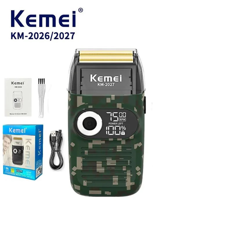 Kemei KM-2026 / KM-2027 Foil Electric Shaver – Dual-Layer Blade, 120-Min Runtime, USB Rechargeable