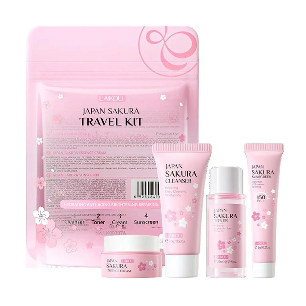 Sakura Skincare Gift Set – Cleanser Toner Serum Eye Cream & Sunscreen