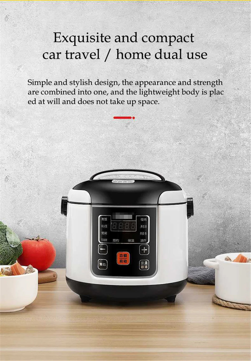 12V/24V Mini Car Rice Cooker 2L — Portable Truck Lunch Box Meal Heater & Food Steamer