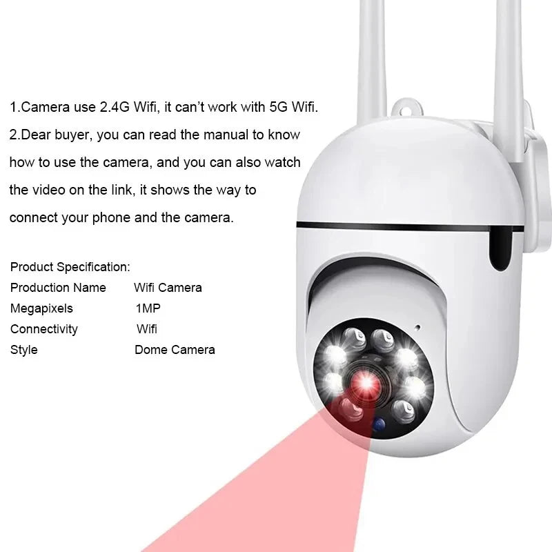 3MP WiFi Indoor Security Camera – 360° Auto Tracking, Color Night Vision, 2-Way Audio, Motion Detection