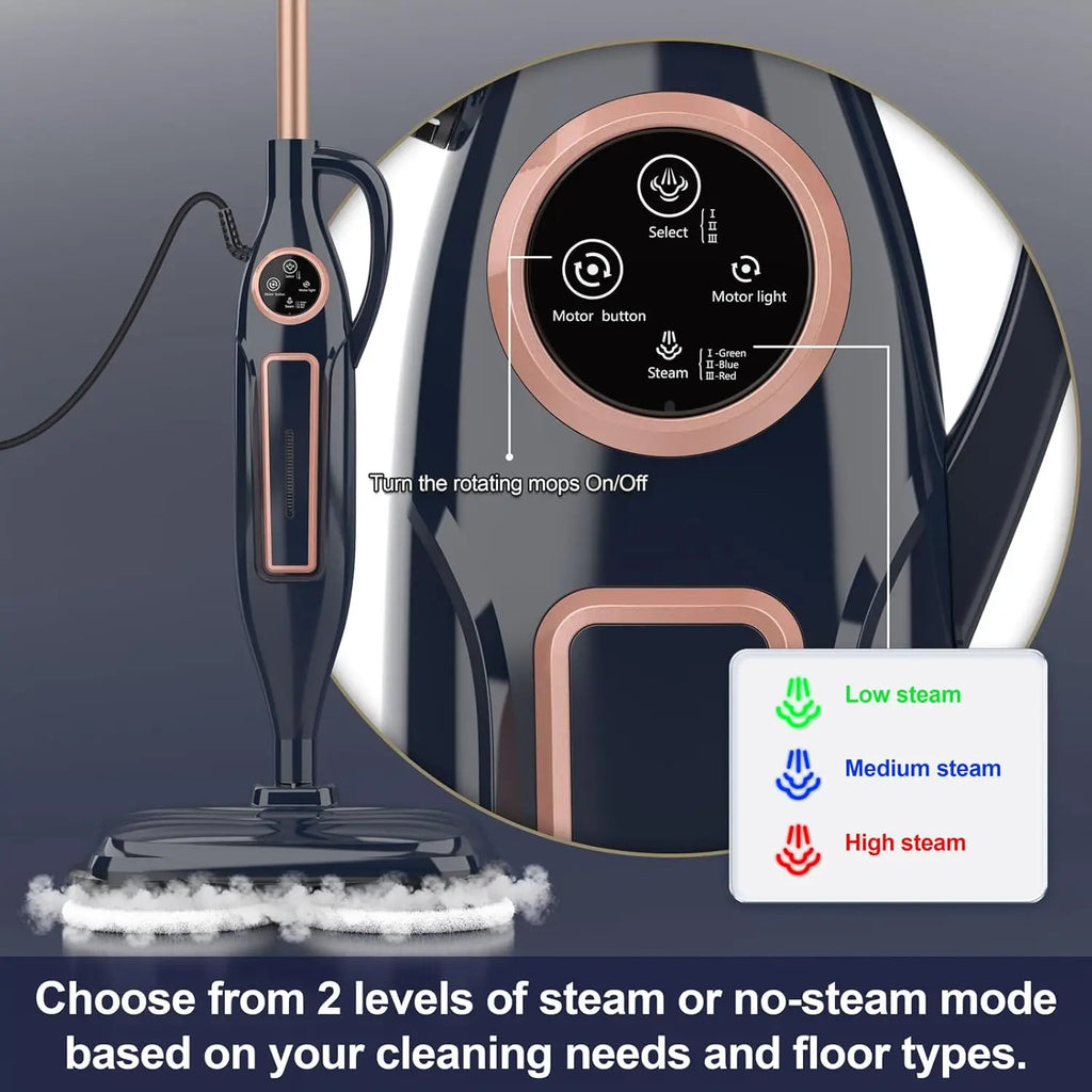 Devoac VM6 Steam Mop Cleaner — 10-in-1, 1300W, Rotating Spin Pad, 3 Steam Modes