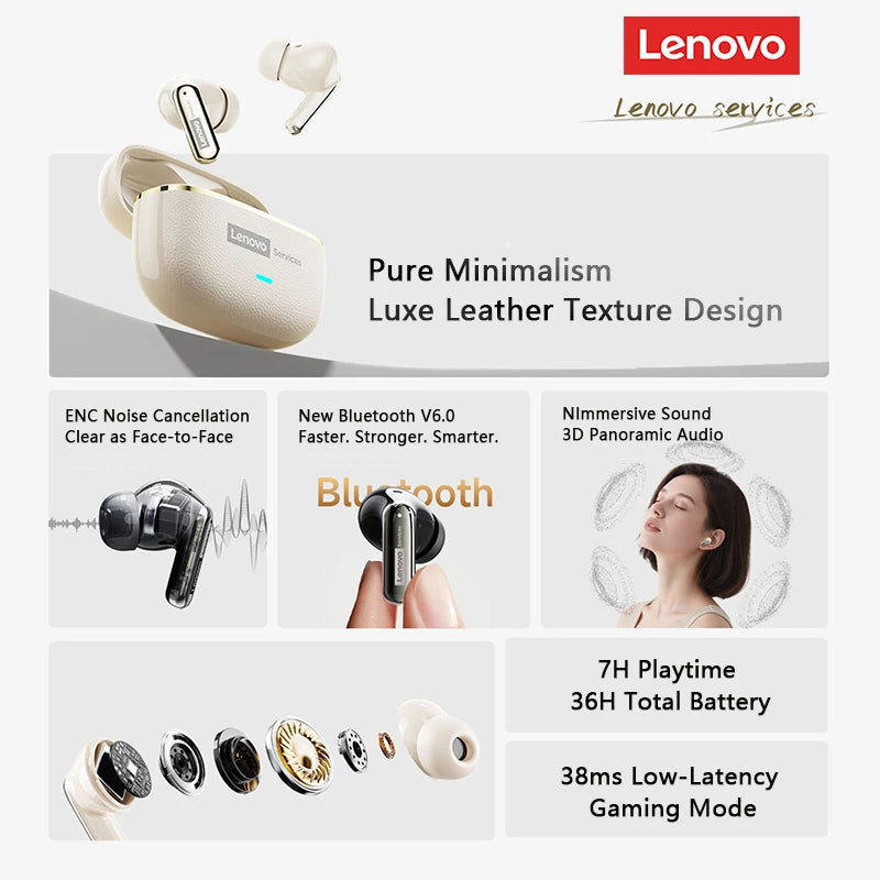 Lenovo LE208 Wireless Bluetooth Earphones — ENC Noise Cancelling Gaming Headset