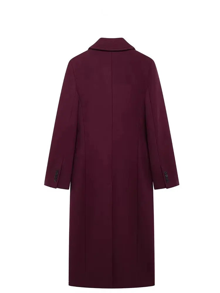 Women's Double-Breasted Wool Blend Long Coat – High Street Autumn Winter Outerwear