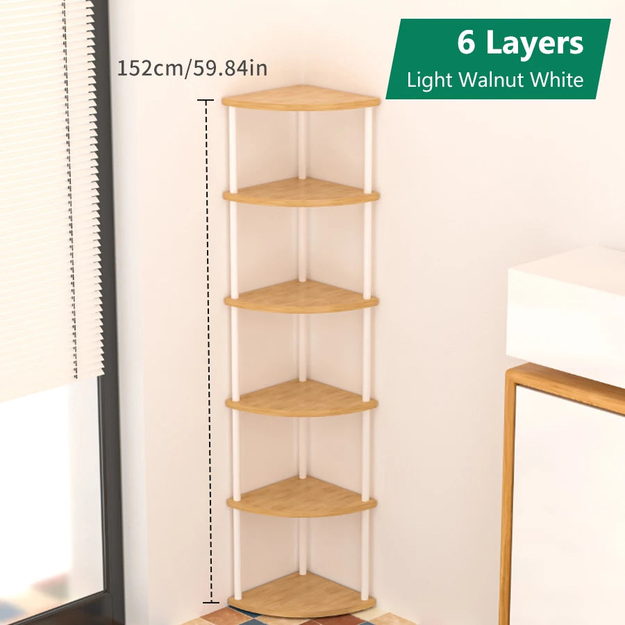 Metal Corner Wall Shelf — 3/4/5/6 Tier Plant Rack, Bookshelf & Living Room Storage