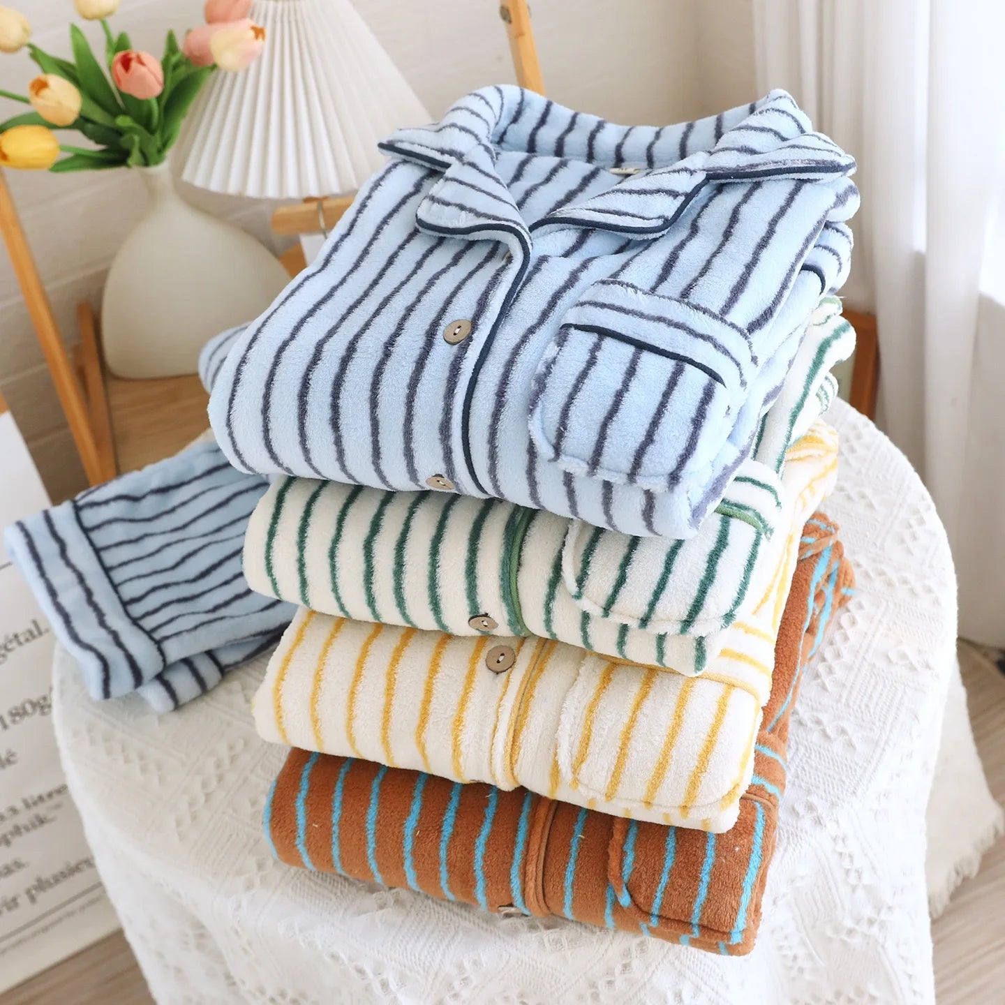 Winter Couples Flannel Pajama Set | Warm 2-Piece Matching Sleepwear for Men & Women