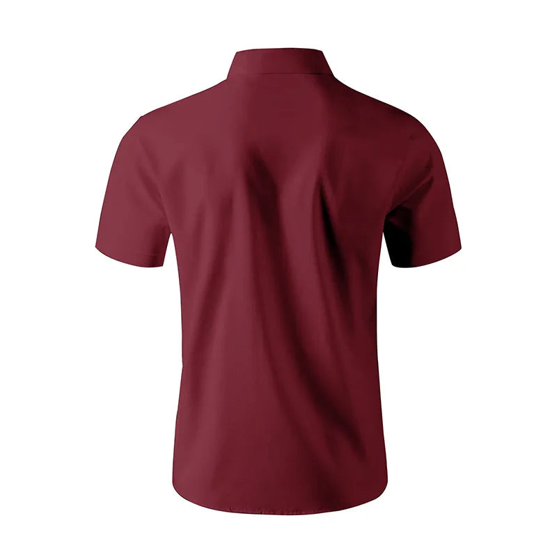 Men's No-Iron Solid Color Short Sleeve Shirt — Wrinkle-Free Casual Shirt
