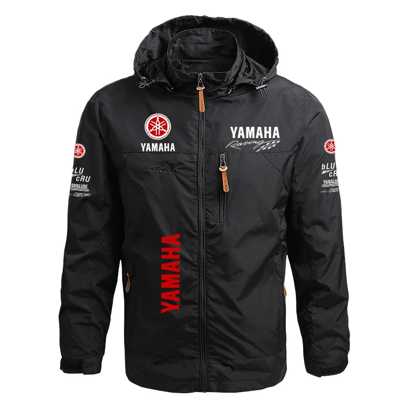 Yamaha Men's Motorcycle Tactical Jacket — Windproof Waterproof Hooded Moto Biker Coat