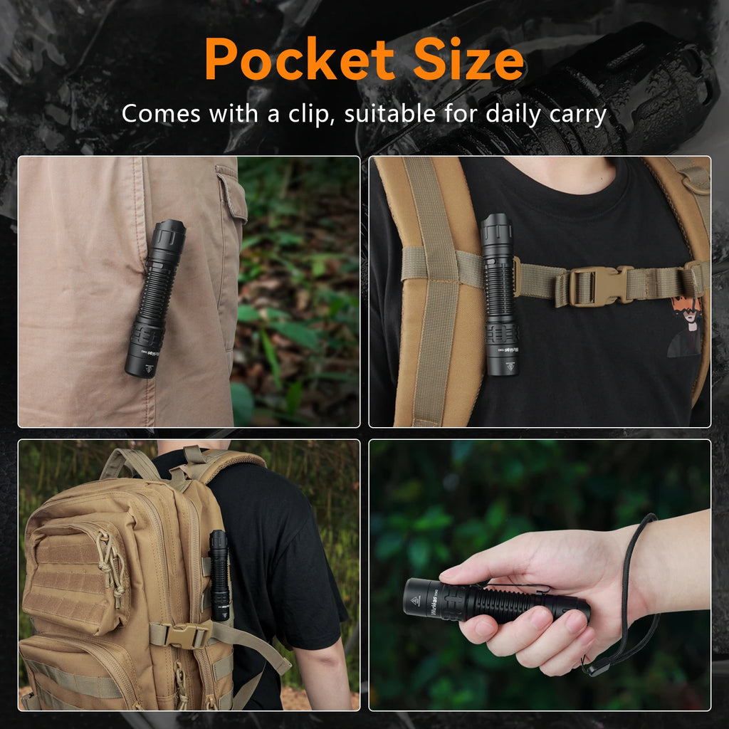 Wurkkos TD02 Tactical Flashlight – 2000 Lumens 18650 Rechargeable Battery