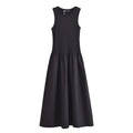 Sleeveless Elegant Maxi Dress — Vintage Casual Party Dress in Black & Khaki