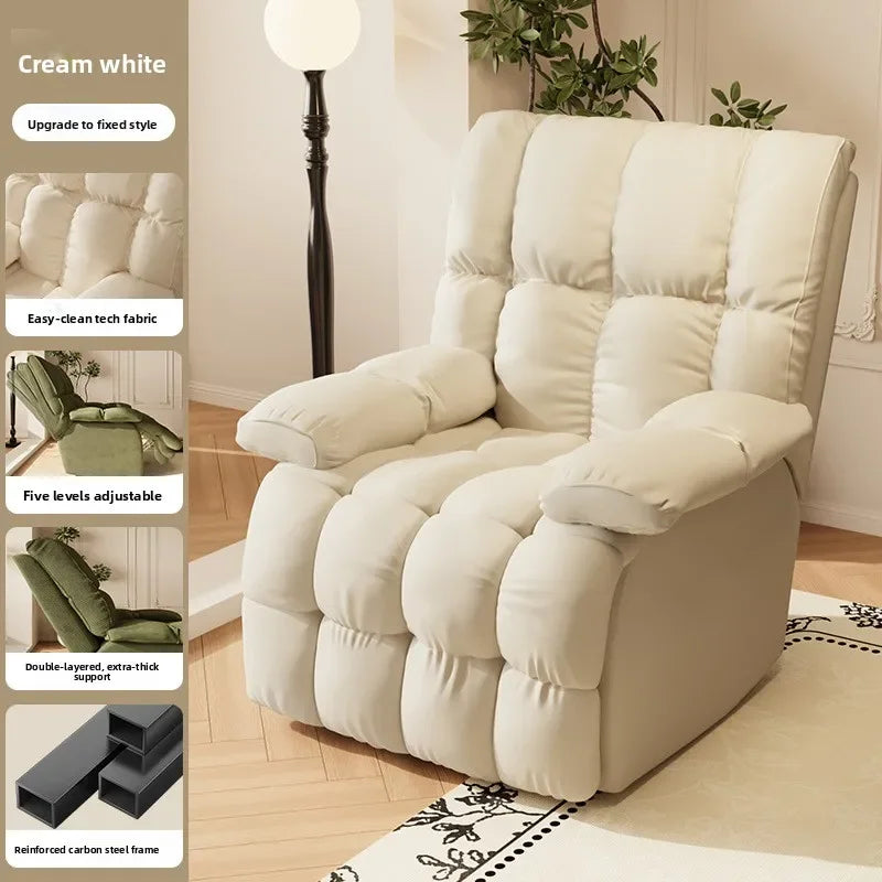 Five-Position Fabric Lounge Chair with Padded Arms