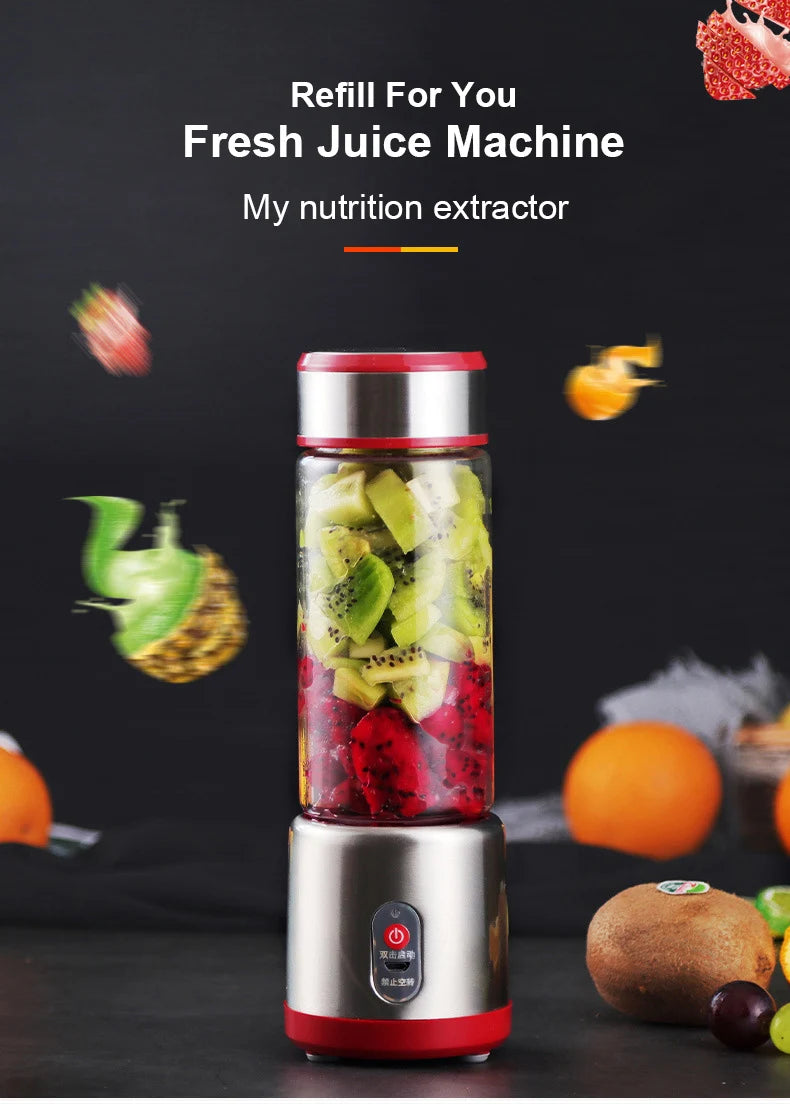 Multifunction Portable USB Rechargeable Blender – Electric Fruit Mixer, Orange Juicer & Milkshake Maker