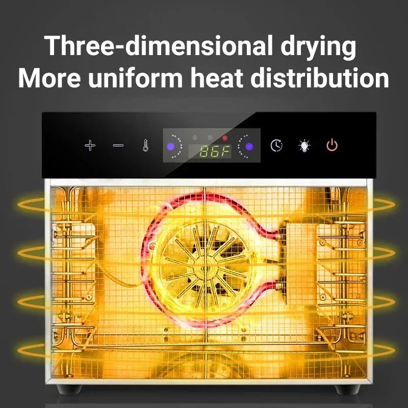 6–18 Layer Touch Screen Food Dehydrator — Intelligent Air Drying for Fruits, Meat & Jerky