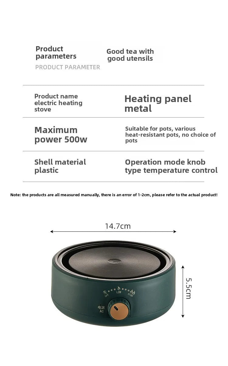 500W Electric Cookware Heating Base — Adjustable Temperature Coffee Stove & Cooking Heater