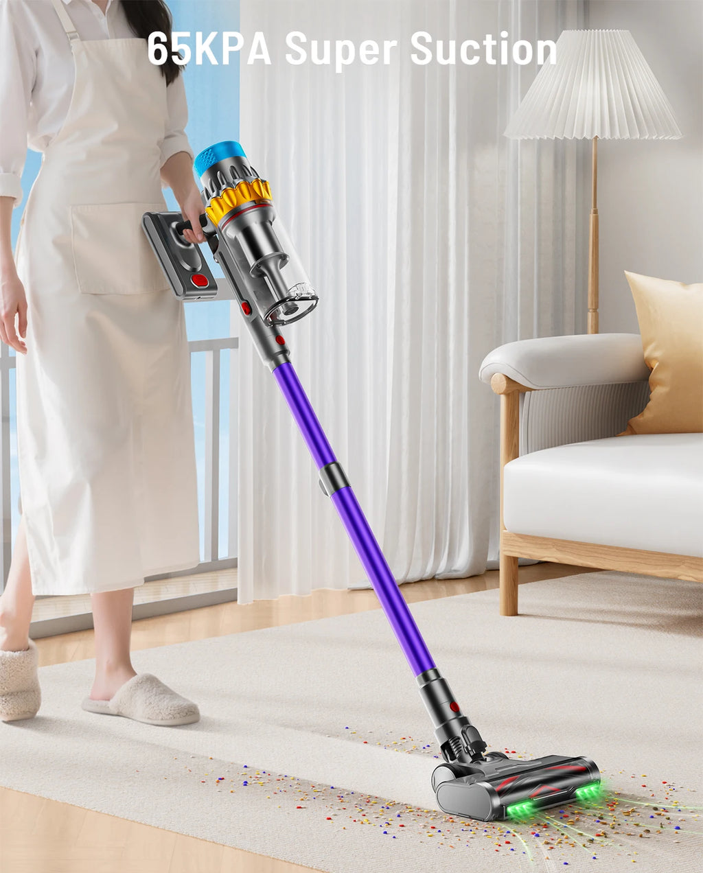VAKERR X15 Pro Cordless Vacuum Cleaner — 650W 65KPa Strong Suction, 70-Min Runtime for Pet Hair & Carpet