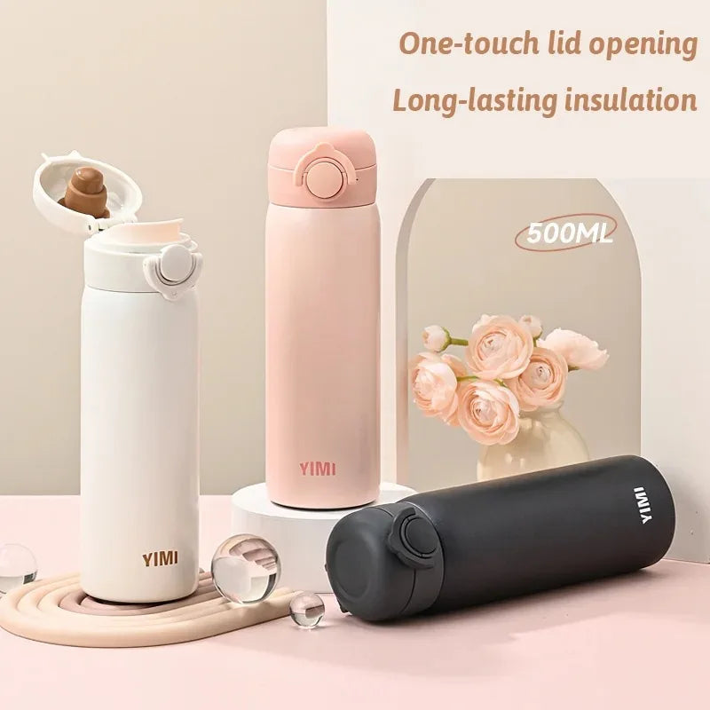 500ml 6-Layer Vacuum Thermos Tumbler – One-Touch Lid, 316 SS, Triple Seal Leakproof, Curved Spout, Soft-Touch Matte, 6 Colors