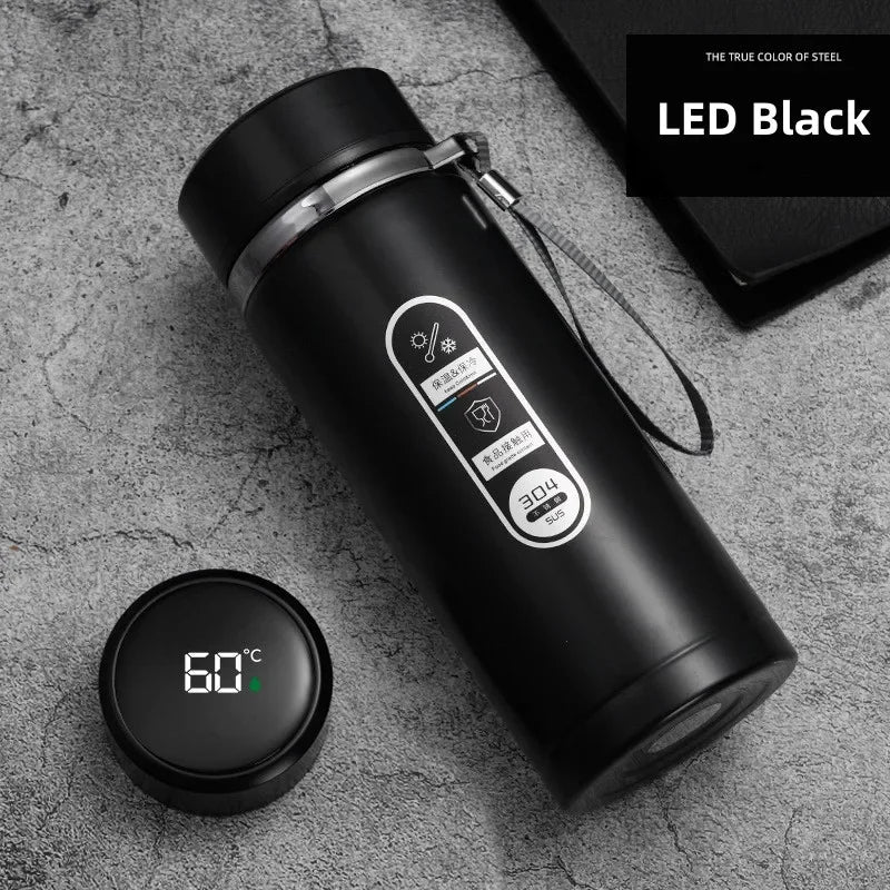 Stainless Steel Thermos Bottle with LED Temperature Display – 500ml–1L Vacuum Flask
