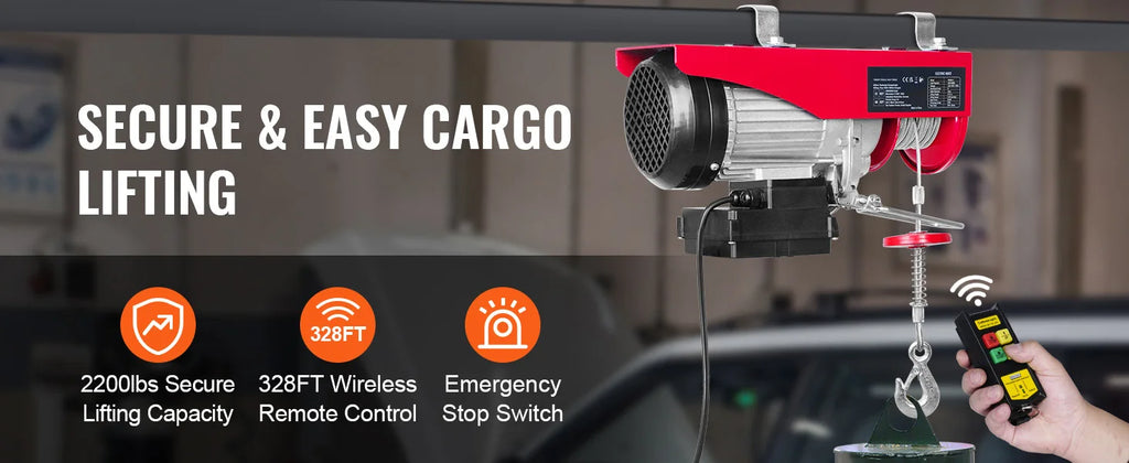 SucceBuy Electric Hoist Lifting Crane — 400-1000kg, Wireless Remote, Pure Copper Motor, CE Certified